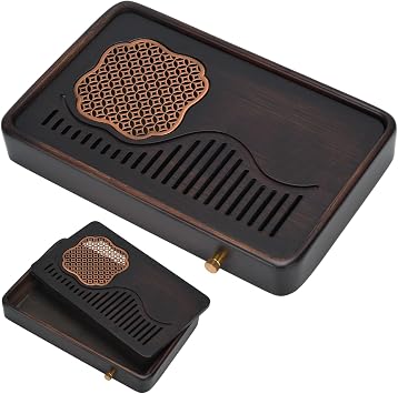 Bamboo Gongfu Tea Tray, 11 Inch Chinese Tea Serving Tray with Water Storage Box & Drainage Kung Fu Tea Set Tea Ceremony Serving Tray