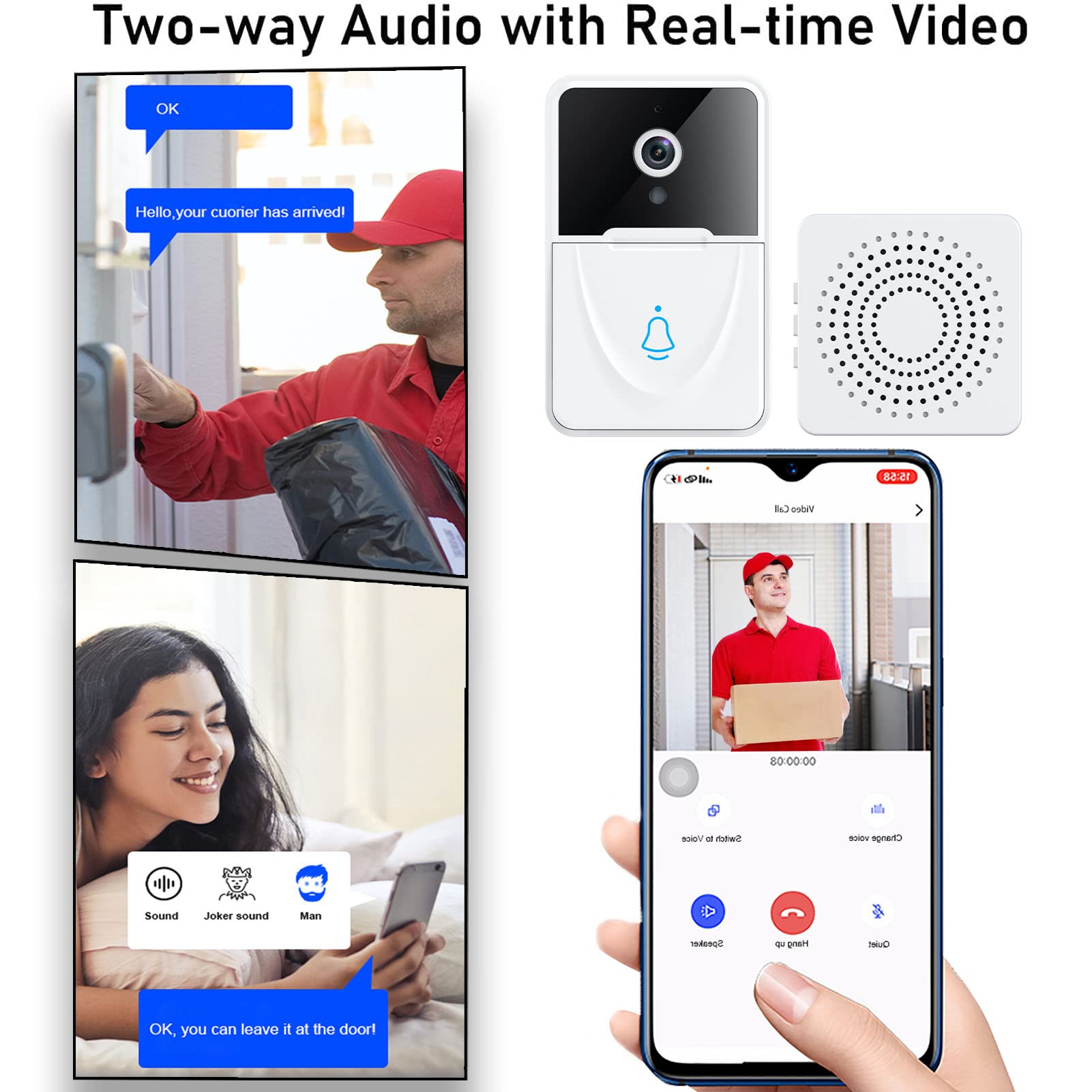 Amazon.co.jp: インターホン ワイヤレス ドアホン 配線工事不要 ビデオ