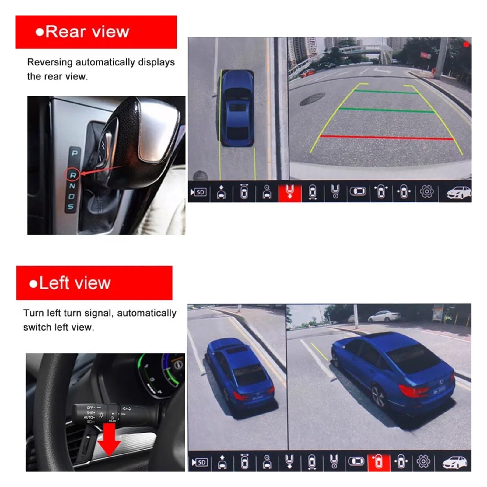 Kit Caméra Recul Système Caméra Voiture 3D AHD 1080P 360 Degrés, Vue Autour des Oiseaux, Enregistreur 4CH, DVR Automatique pour Lecteur avec Bouton sans Fil(None)