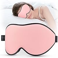 LitBear Pink Sleep Mask for Side Sleepers - Contoured Light Blocking Eye Mask for Women, Men, Travel, Flights & Shift Work