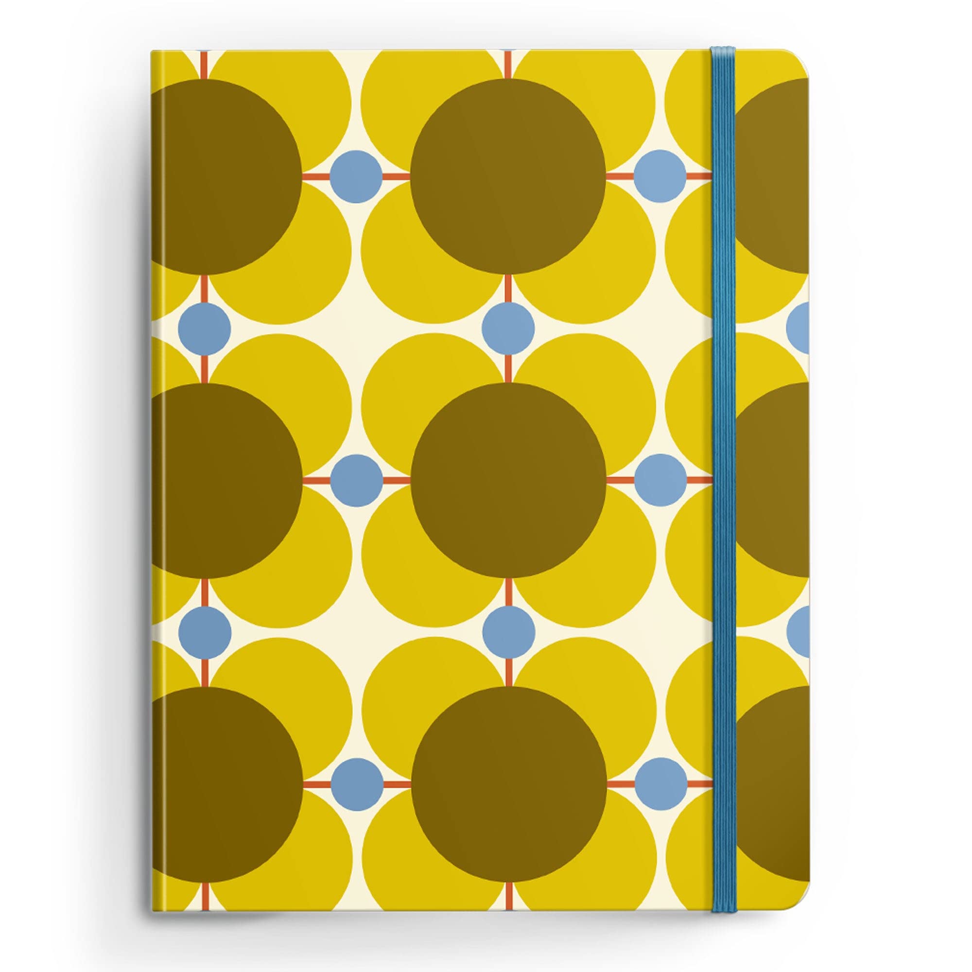 Orla Kiely Atomic - Taccuino con copertina rigida con chiusura elastica, segnalibro a nastro e tasca interna (A4 (210 mm x 297 mm)