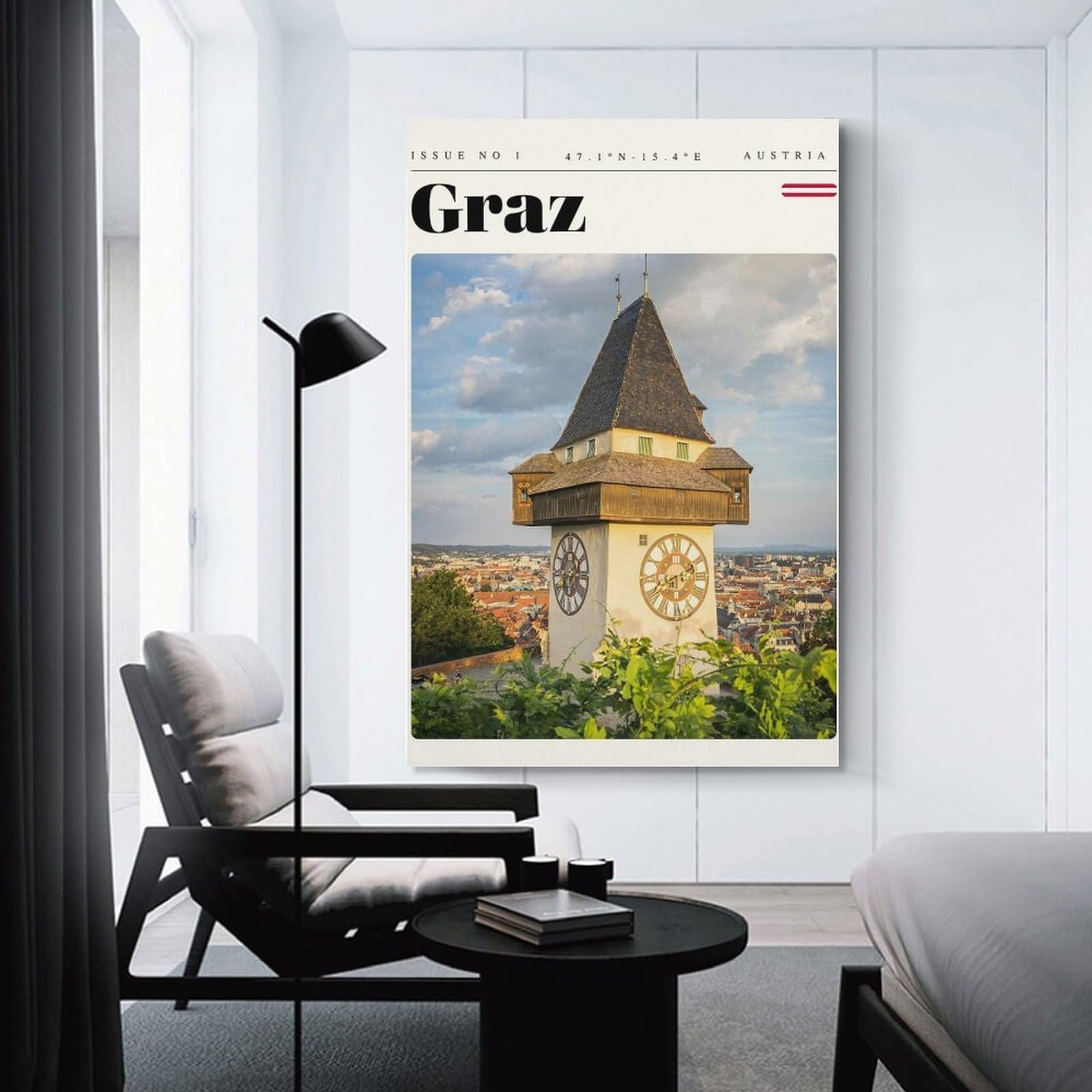 Junmoney Unframe-Style-15 Decorative Wall Artwork Graz Austria Travel Art, 24X36inch(60X90cm), For Contemporary Homes, Apartments Or Offices, An Easy Choice For New Home Styling