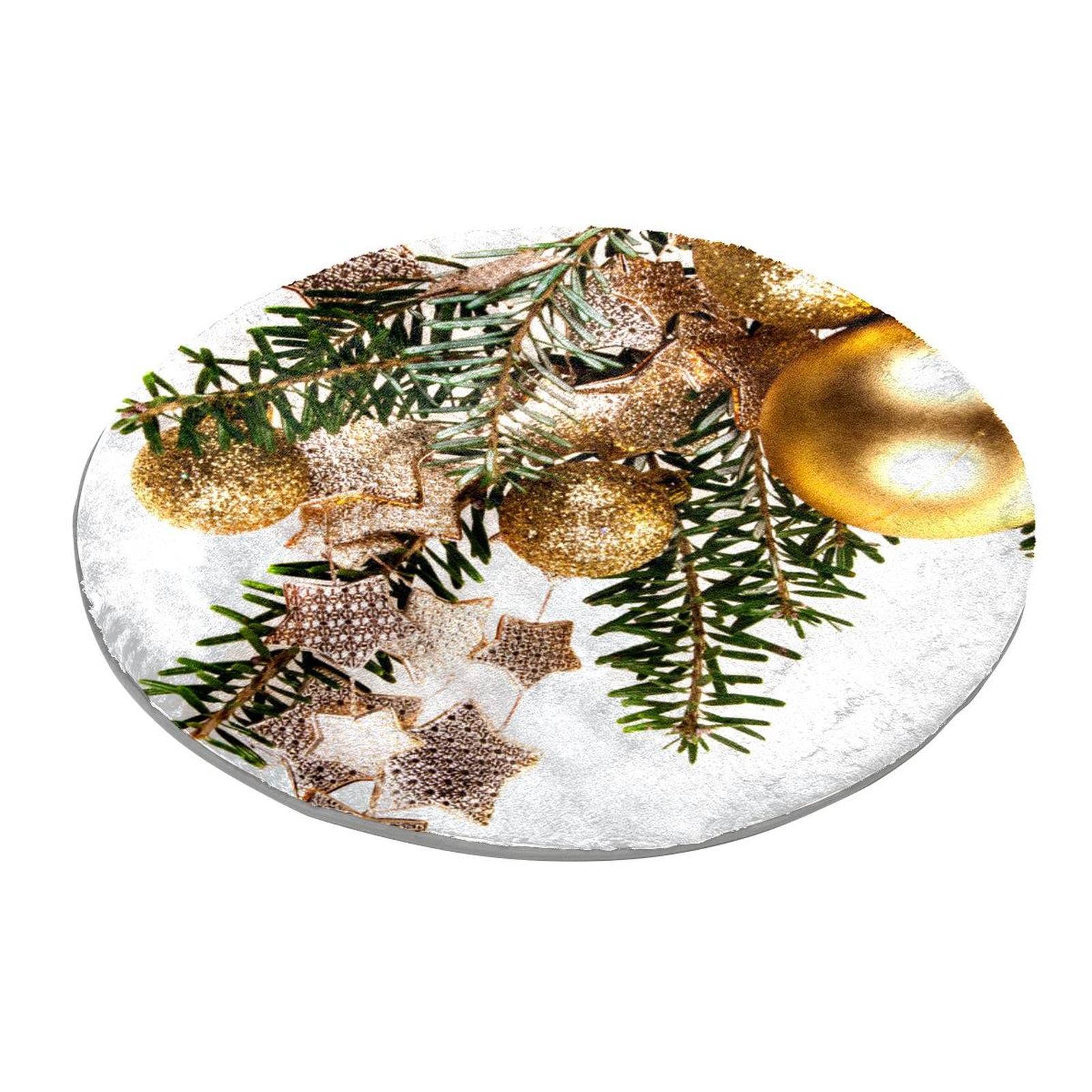 Tapis rond de Noël chambre et bureau - Décoration de sol festive pour coin jeu