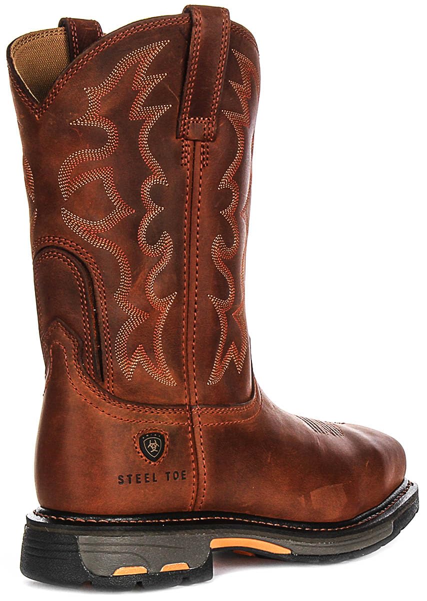 Ariat Workhog Toast - Botas Chelsea de trabajo con punta cuadrada ancha para hombre