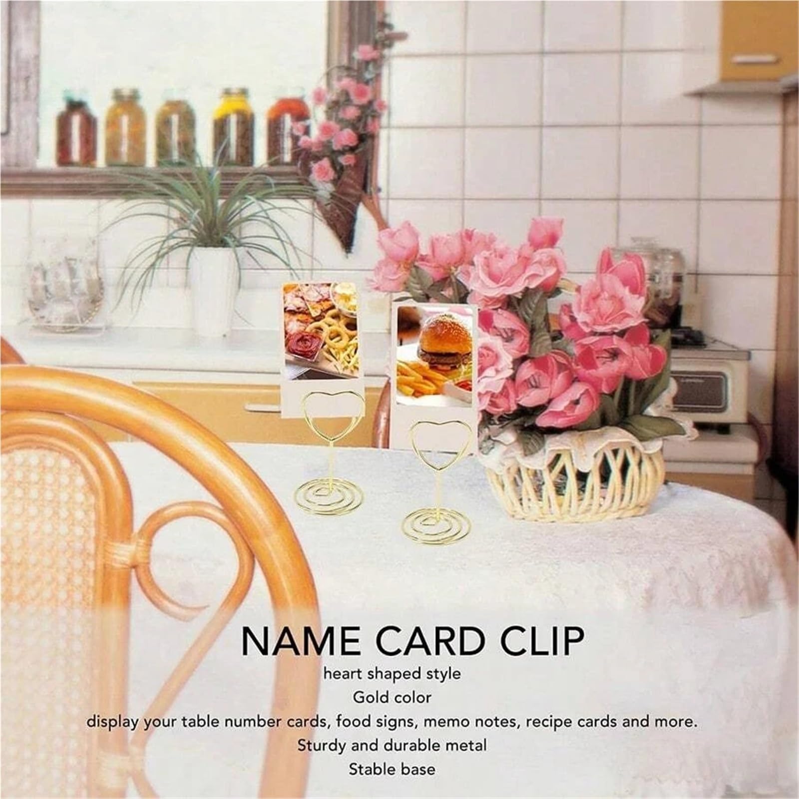 Mini-Tischkartenhalter, 10–50 Stück, Tischnummernhalter for Hochzeiten, herzförmig, Tischschild, Bild, Fotohalter Für Hochzeitsfeiern(Gold 50pcs)