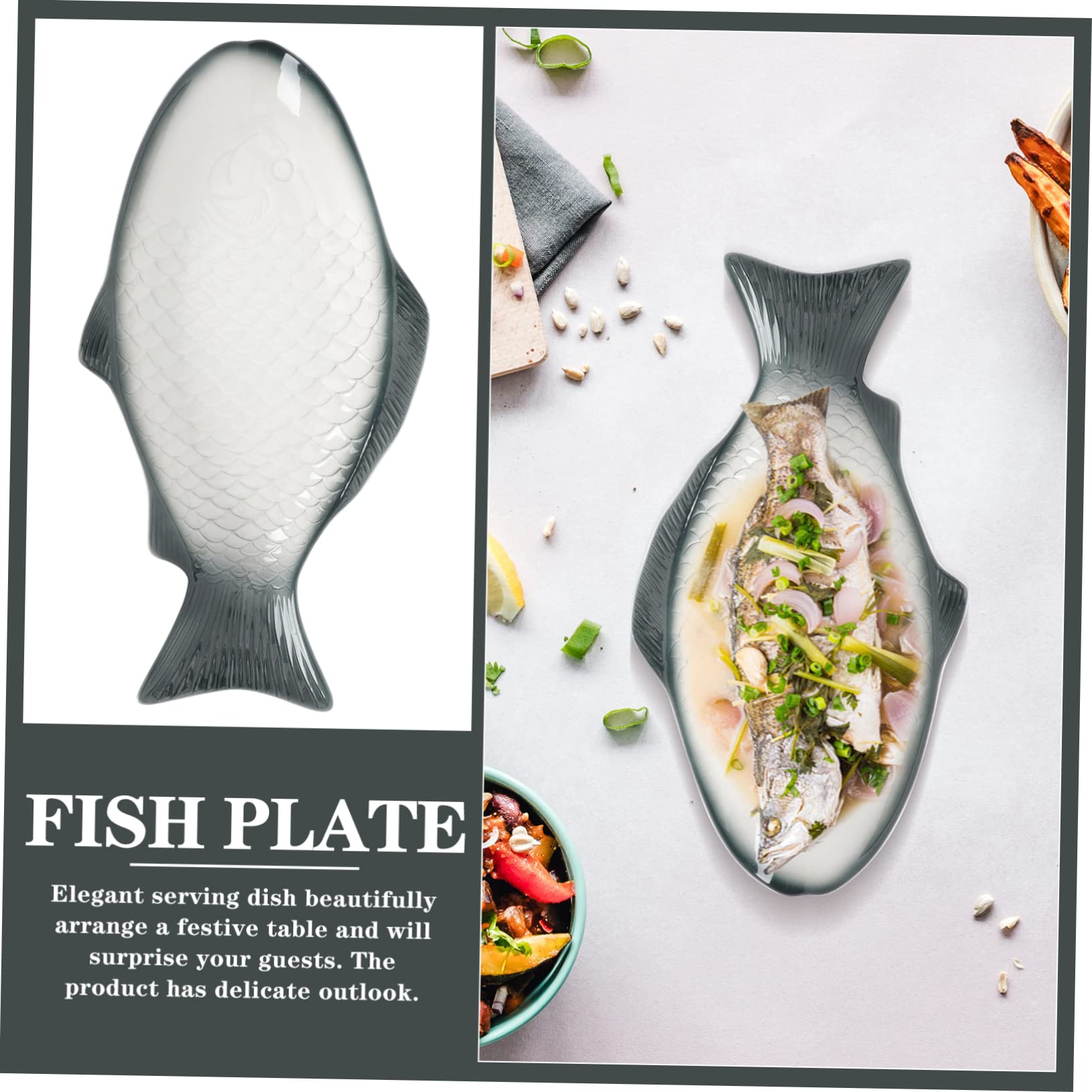 Piatto a Forma di Pesce in Ceramica per Pesce al Vapore | Piatto da Portata per Pesce, per Frutti di Mare, Regalo per Inaugurazione Casa