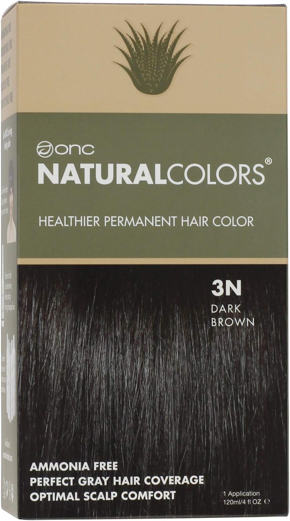(3N Natural Dark Brown) 4 fl. oz. (120 mL) Heat Activated Healthier Permanent Hair Dye with Certified Organic Ingredients, Ammonia Free, Vegan Friendly, 100% Gray Coverage