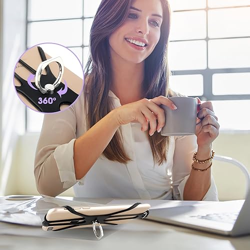 Miniatura 3 de Cordón universal para teléfono, correa para el cuello 2 en 1 con soporte para anillo de dedo compatible con la mayoría de teléfonos inteligentes
