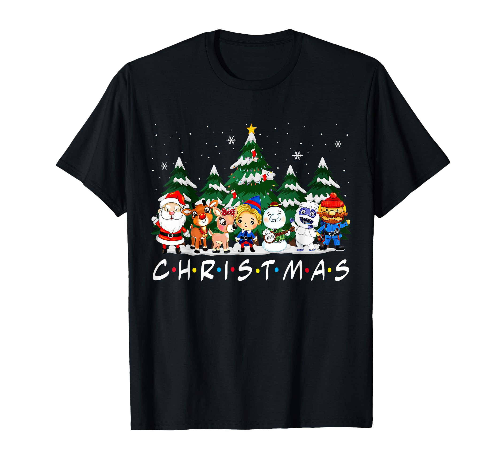 Friends Christmas Santa Rudolph Snowman Family Pajama Xmas T-Shirt