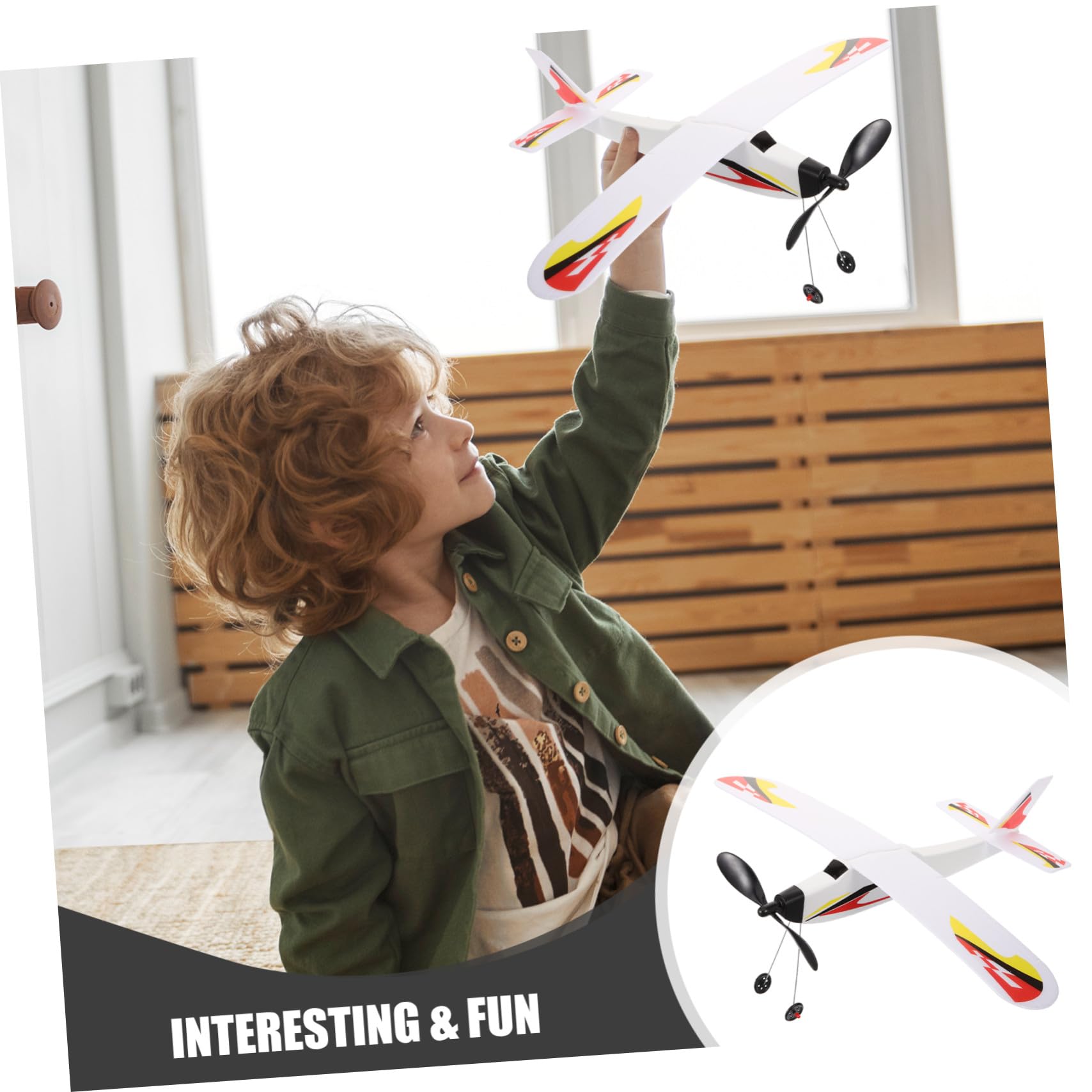 Avion à Élastique en Écume pour Garçon et Filles, Jouet Volant DIY, Améliore la Coordination Œil-Main, pour Jeux en Extérieur et Fêtes d'anniversaire Style Aléatoire