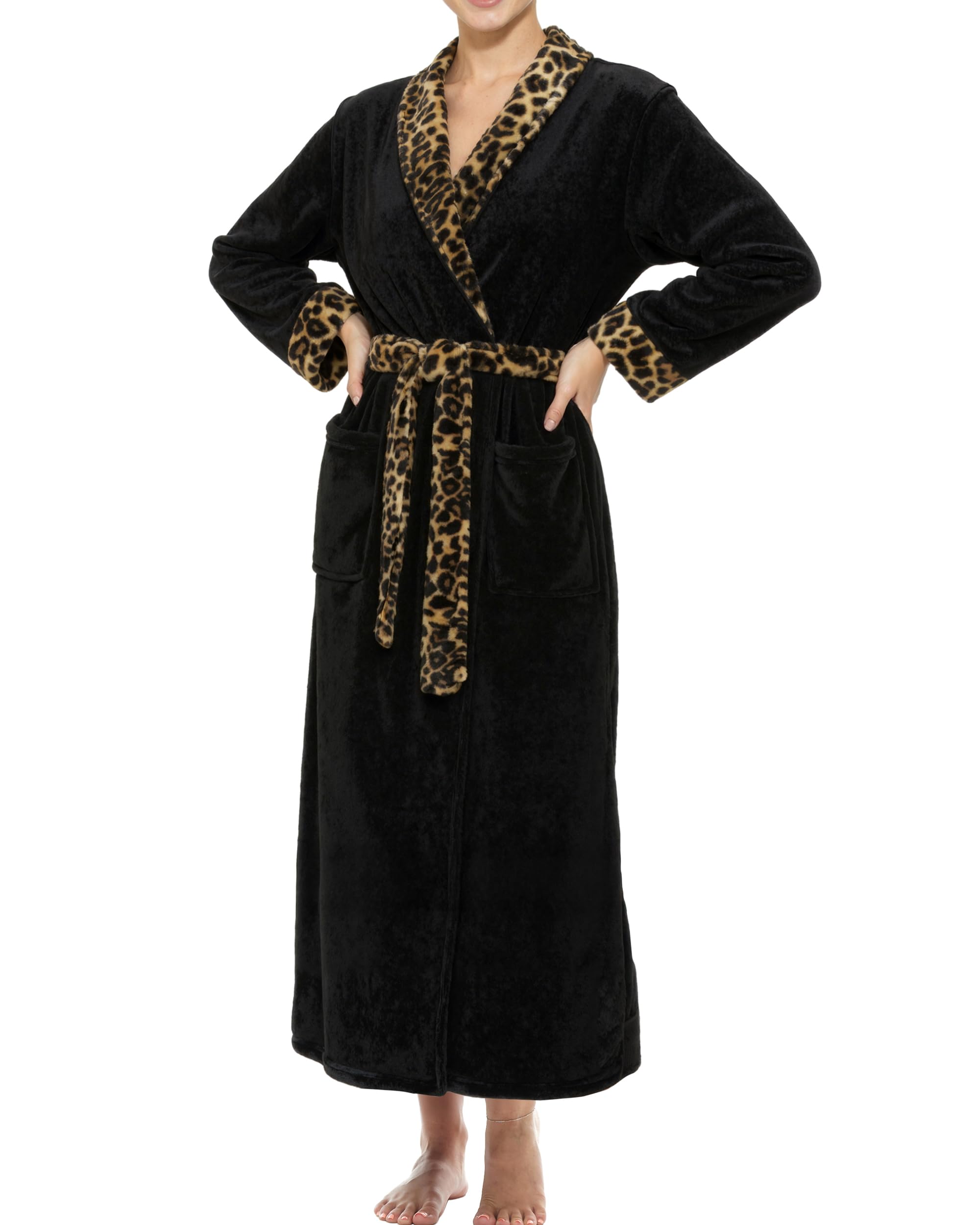 Alexander Del Rossa Plush Robe for Women, Long Fleece Winter Bath Robe, Plus Size
