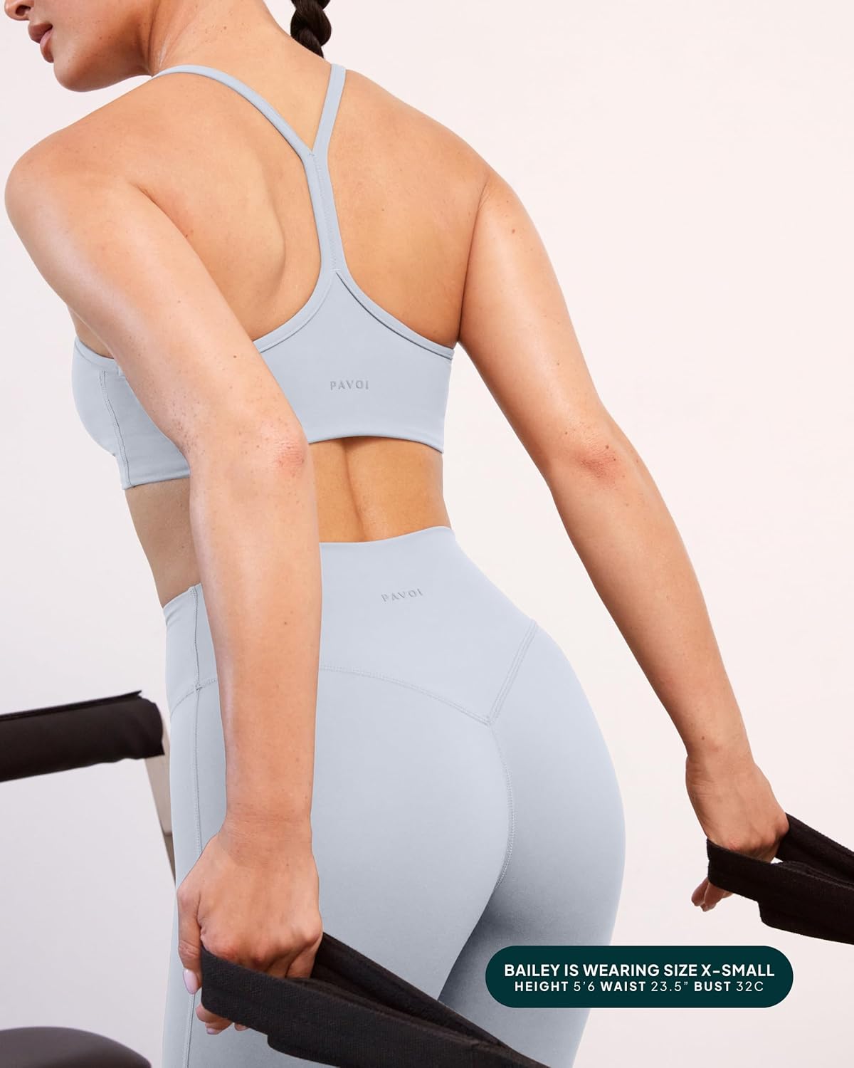 PAVOI ACTIVE Yoga Racerback Bras for Women - Buttery Soft Low Support Scoop Neck Y-Back Thin Strap Sports Bra - FlexFlow - X-Large, Silver - Image 6