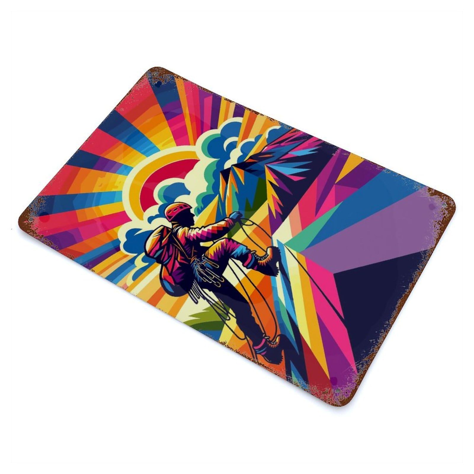 Rock Climbing Sunset Wpap Decorative Tin Sign 11.8"x7.9", Ideal for Garage, Bar And Workshop Decor