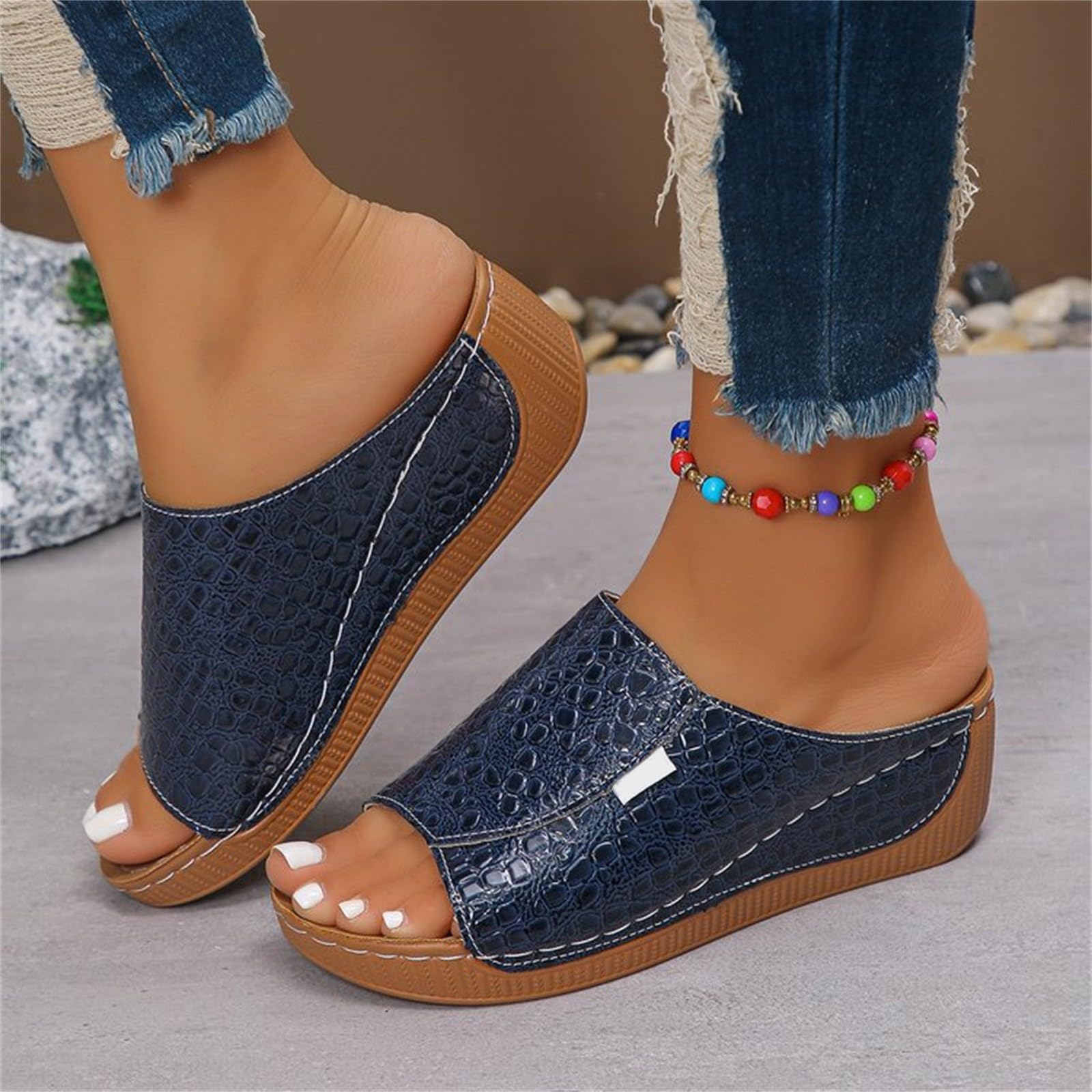 Sandali Donna con Zeppa Zeppe Estive Neri Comodi Ciabatte da Spiaggia con Tacco a Spillo da Donna Suola Sandali Casual Fondo a Spillo Alti Estive Scarpe