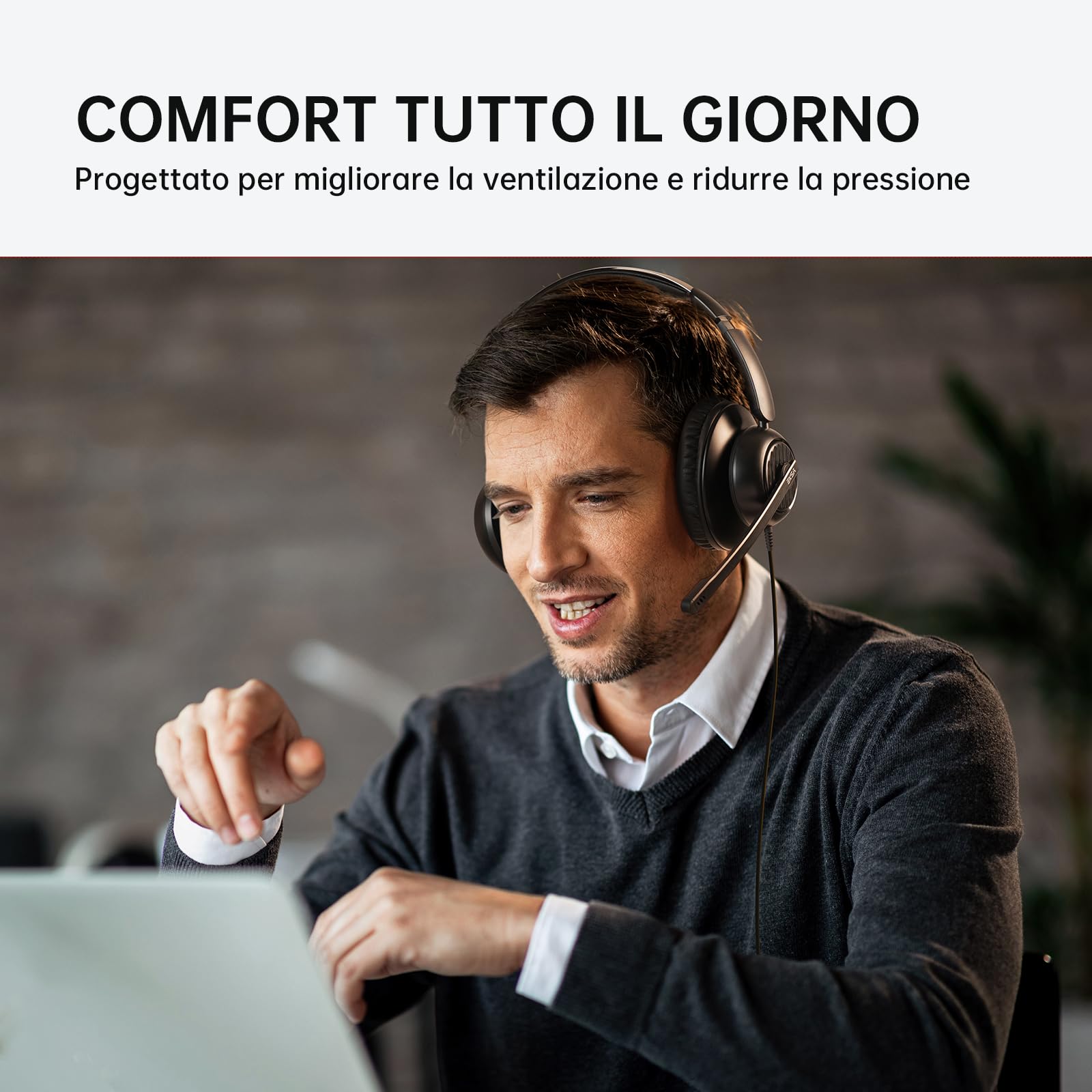 EKSA H8 Cuffie Per Pc Con Microfono, Cuffie Stereo Usb Con Cavo, Cuffie Con Cancellazione Del Rumore, Cuffie Usb-C/Usb-A E Jack Da 3,5 Mm, Cuffie Over-Ear Per Laptop/Ufficio/Call Center/Team