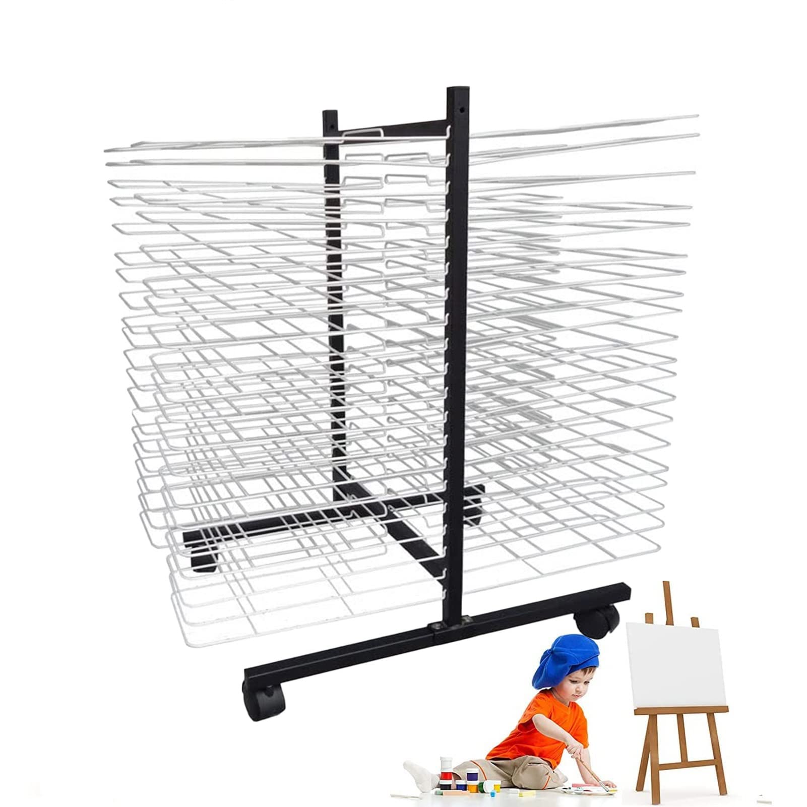 Aioneer Art Drying Rack for Classroom Painting Crafts, 40 Tier Art Drying Rack - Space Saving Shelf Space Shelves 2.5cm, Educational School & Art Club Storage Rack,