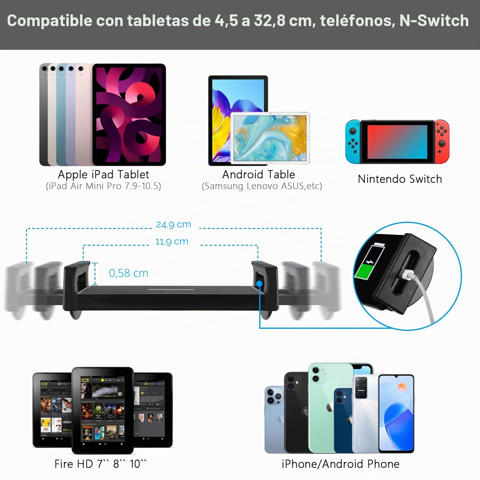 Soporte de suelo para tablet con doble base de peso, soporte de metal giratorio de 360 grados con soporte flexible de cuello de cisne para iPad Mini Air Pro, todos los teléfonos celulares, iPhone y