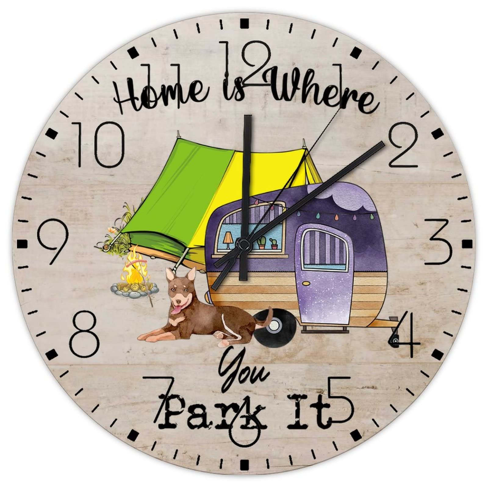 Horloge murale silencieuse de ferme pour cadeau de camping-car