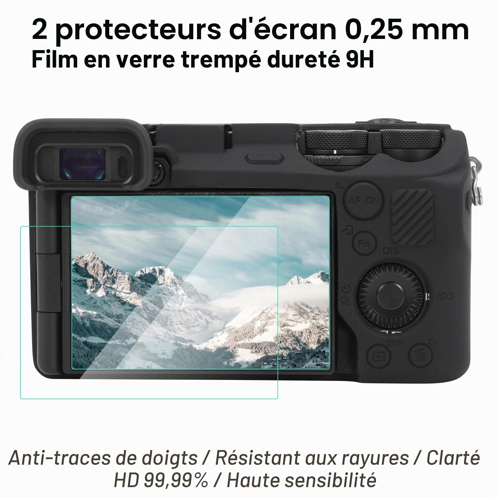 Coque de protection en silicone pour Sony A6700 - Accessoires avec 2 films de protection d'écran - Protection d'objectif amovible pour appareil photo numérique Sony A6700