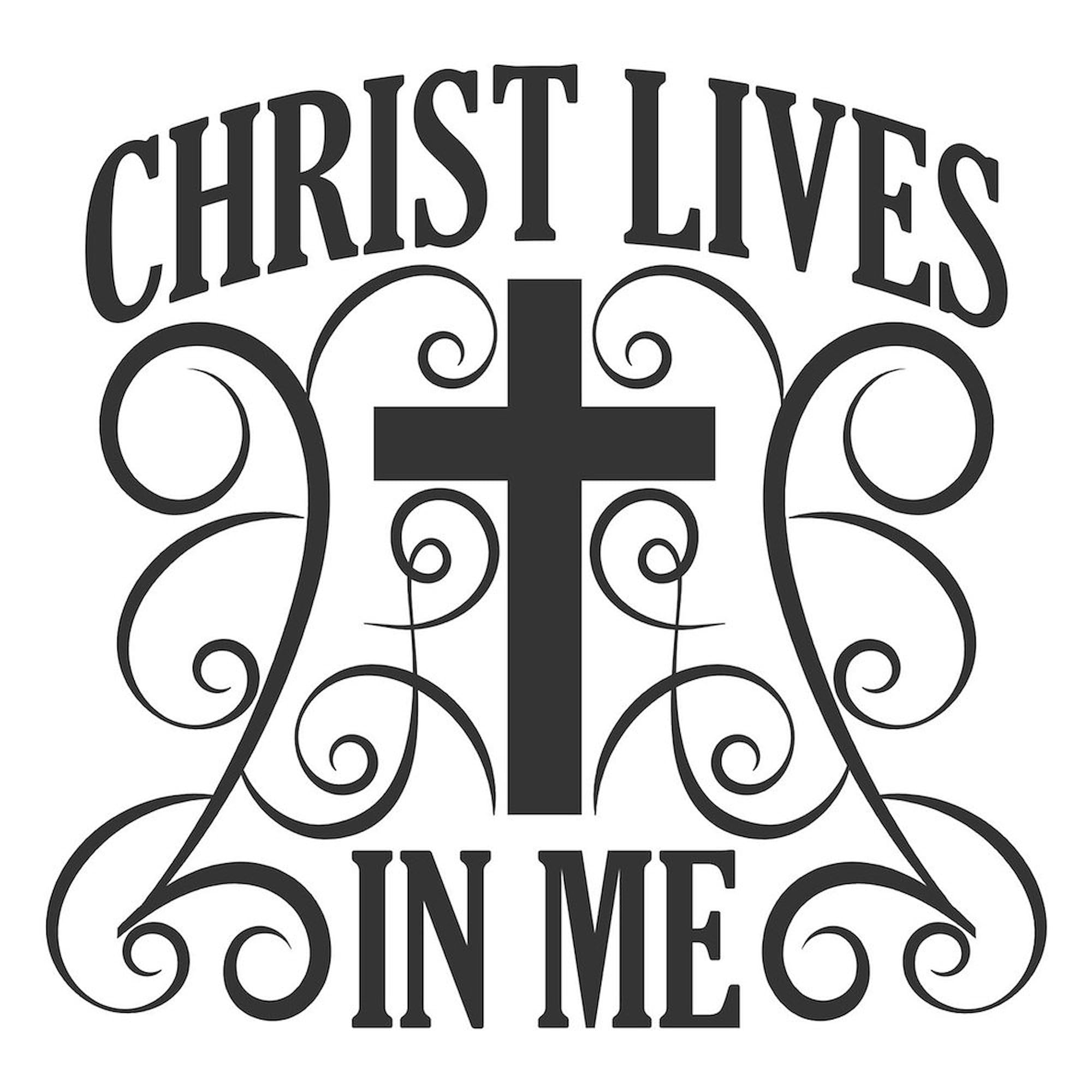 CafePress Christ Is In Me Black Typography Cross With Swirls 4