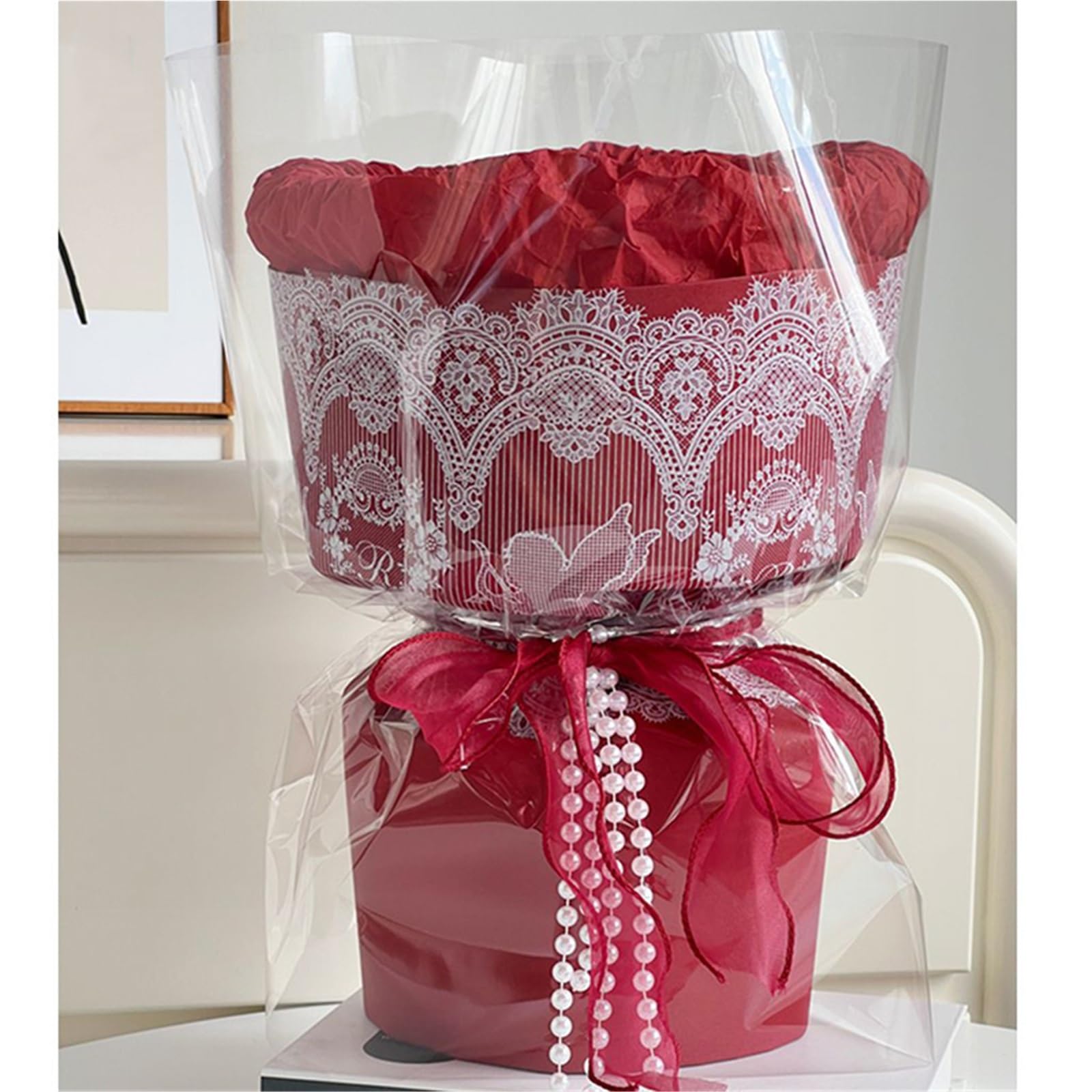 Carta da regalo for fiori per Carta Alimentare | Carta da regalo for carta artigianale fai da te(Red)