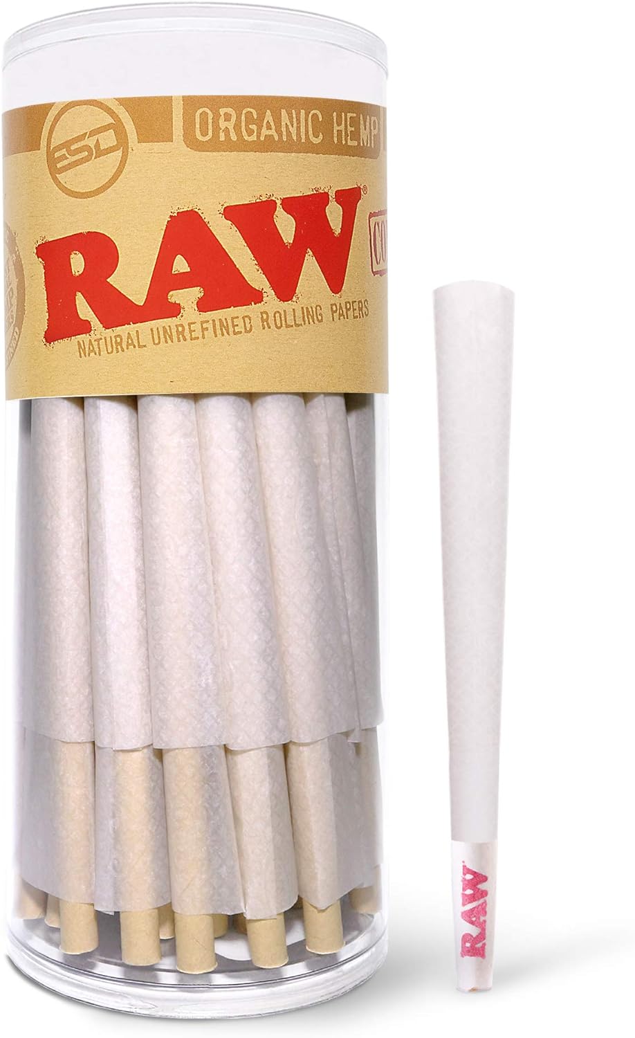 RAW Cones Organic King Size | 50 Pack | Pre Rolled Rolling Paper with Tips & Packing Tubes Included : Health & Household