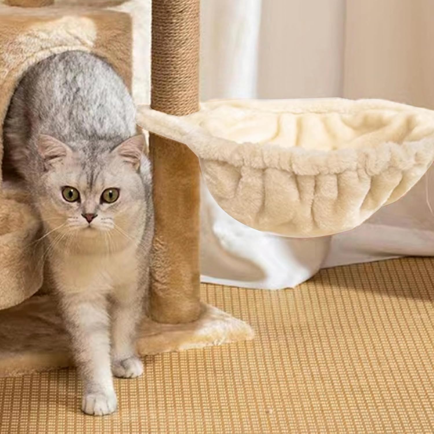 review Cat Tree Hammock, 17inch Cats Hammock Bed Replacement for Cat Tree, Plush Cat Tower Hammock, Scratch-Proof Cat Tree Replacement Parts for Indoor Cats