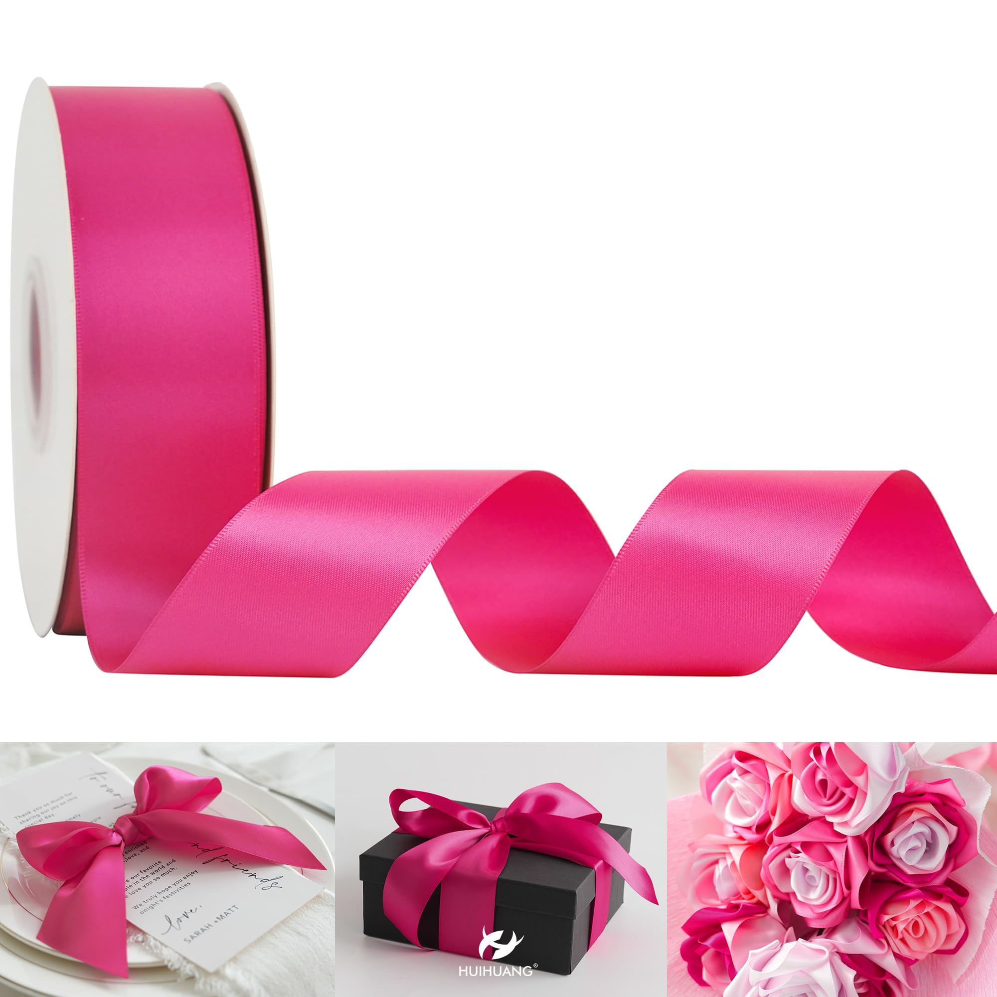 Amazon.com: HUIHUANG Hot Pink Satin Ribbon 1-1/2 inch x 50 Yards