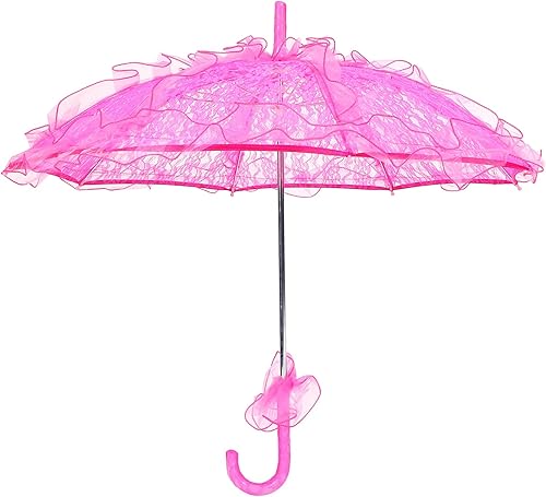 Sombrilla de encaje, decoración de boda, sombrilla de encaje plegable de 22.2 x 22.2 pulgadas, sombrilla de tela de encaje plegable para bodas para