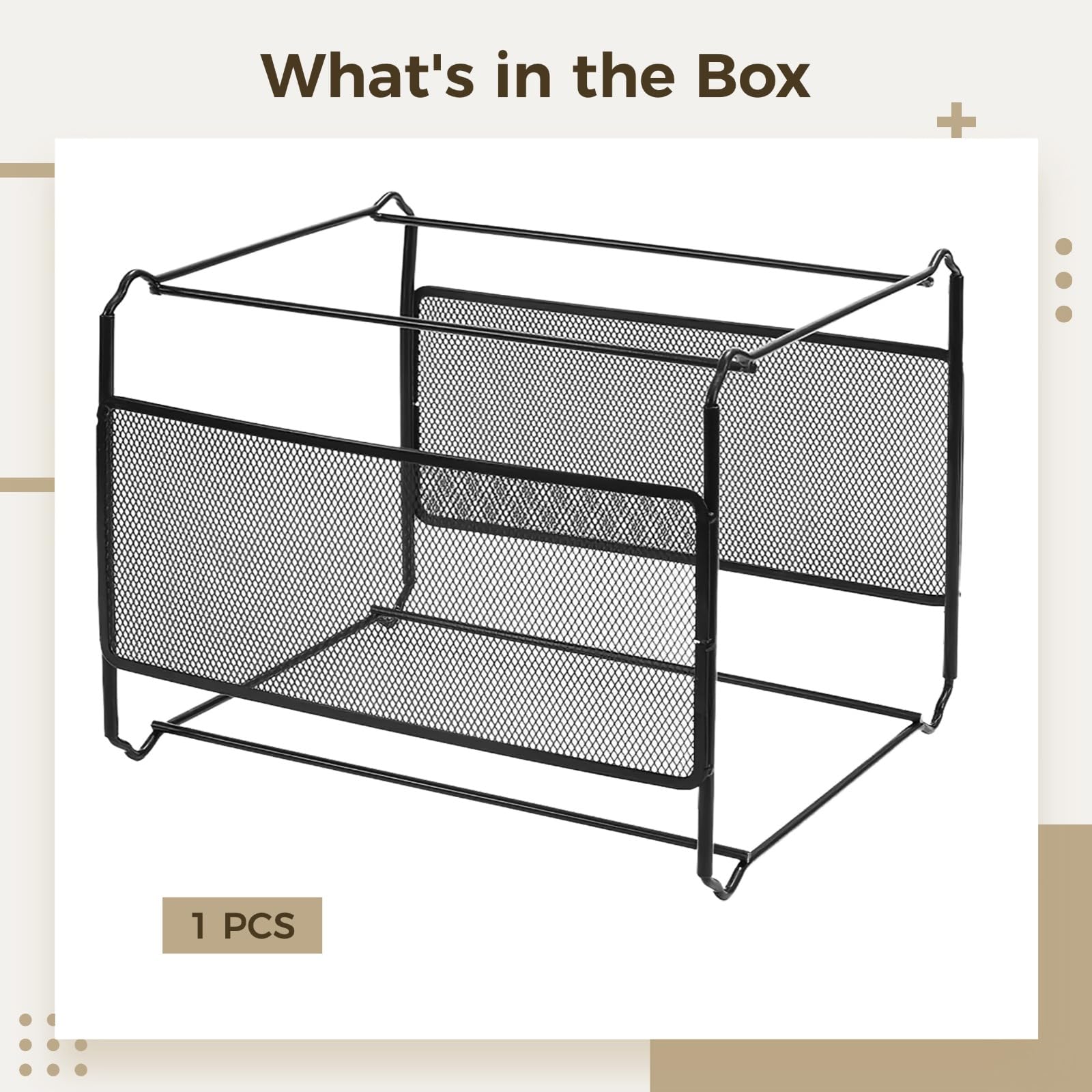 Organizador de archivos colgante, estante de malla de metal inoxidable para carpetas de tamaño A4, contenedor de almacenamiento de escritorio negro para oficina, hogar, escuela, diseño de