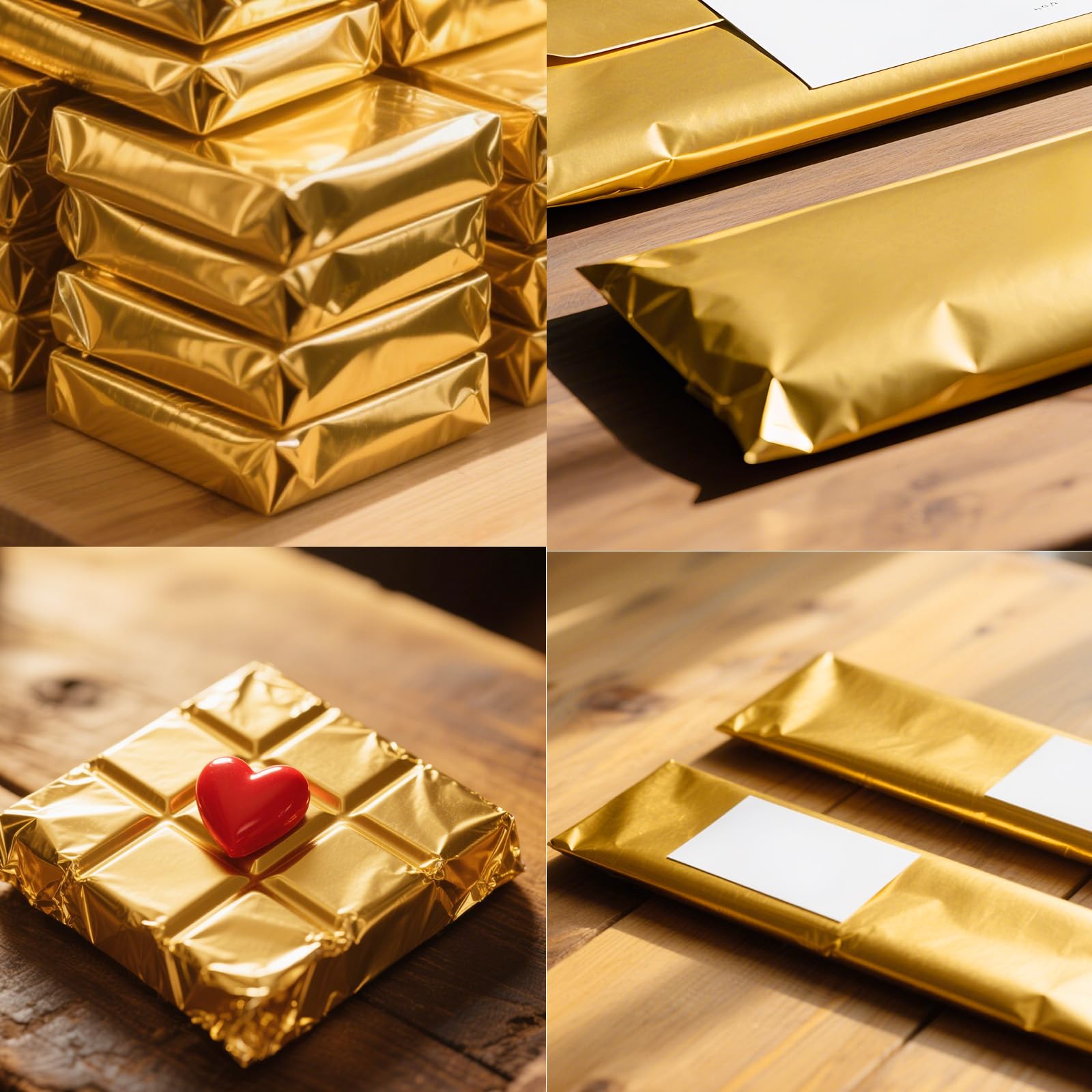 Tinoaly 100pz Incarto per Barrette Cioccolato, 19x15 cm Grandi Involucri Caramelle in Foglio di Alluminio Dorato Cioccolato Fogli di Carta da Regalo Individuali per Matrimoni Compleanni Feste