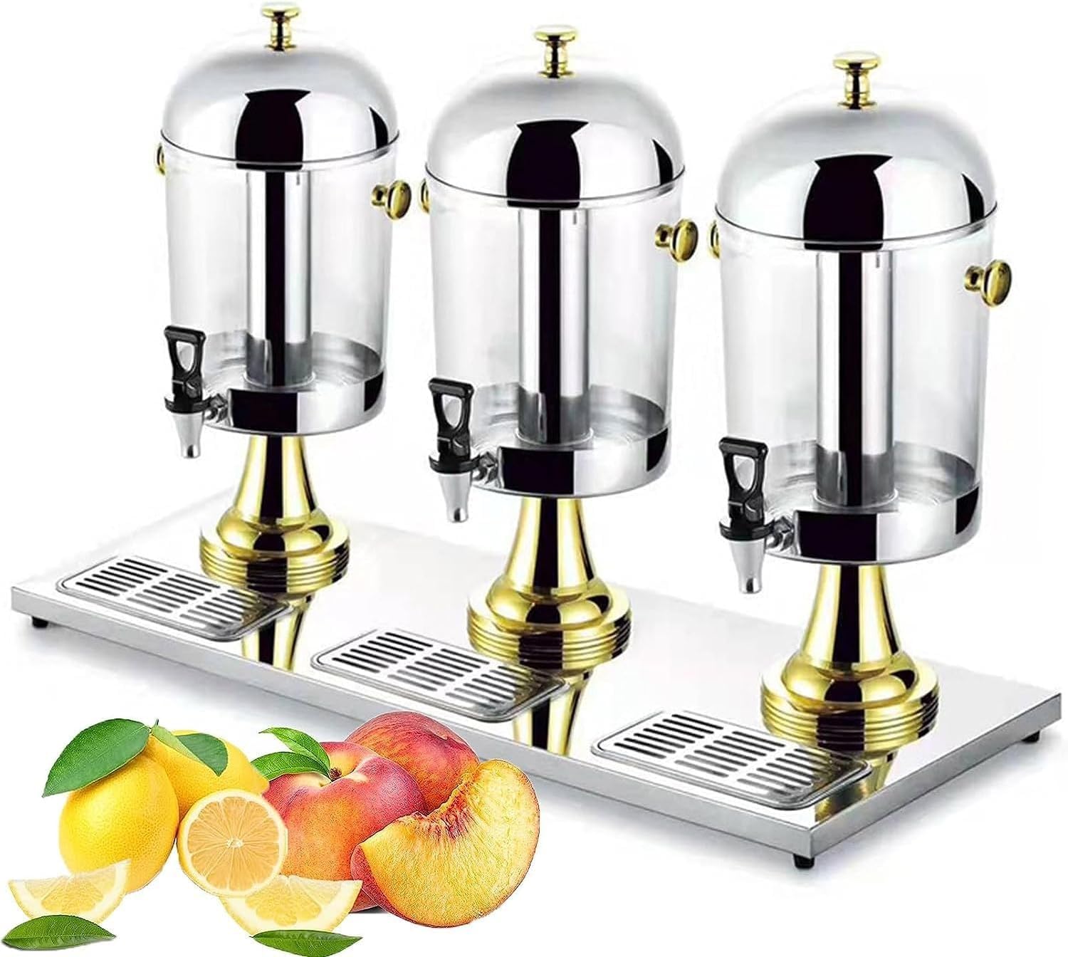 MYUYEE Drink Dispenser With Tap, Commercial Heavy Duty Beverage Dispenser, Stainless Steel Cold Juice Dispenser, For Party (Gold 24L)