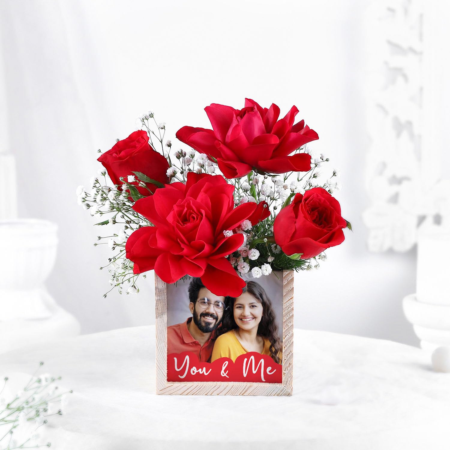 FNP Personalised Lovely Bond Roses In Table Organiser For Birthday Gift, Anniversary Gift, Women's Day Gift, Valentine's Day Gift & Gift For Special Occasion (Same Day Delivery)-image-14