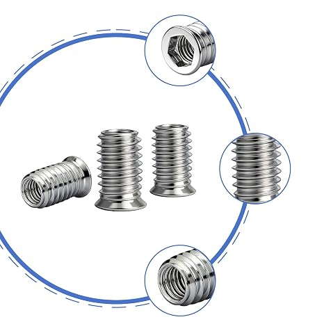 180Pcs Threaded Inserts for Wood M4/M5/M6/M8/M10 Nuts,Threaded Inserts Nuts