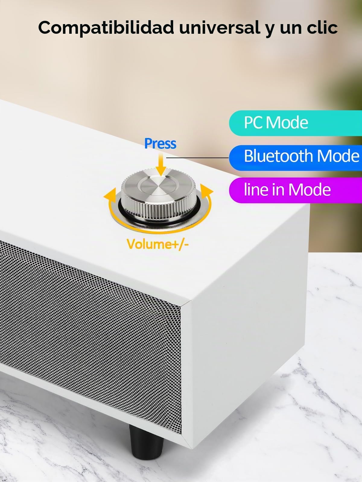 Altavoces PC,10W Altavoz Ordenador Sobremesa,Barra de Sonido de para PC con Alimentación USB, Bluetooth 5.0 y Entrada RCA, para Escritorio, Laptops, Fonógrafo, Teléfonos, Tabletas (K01)