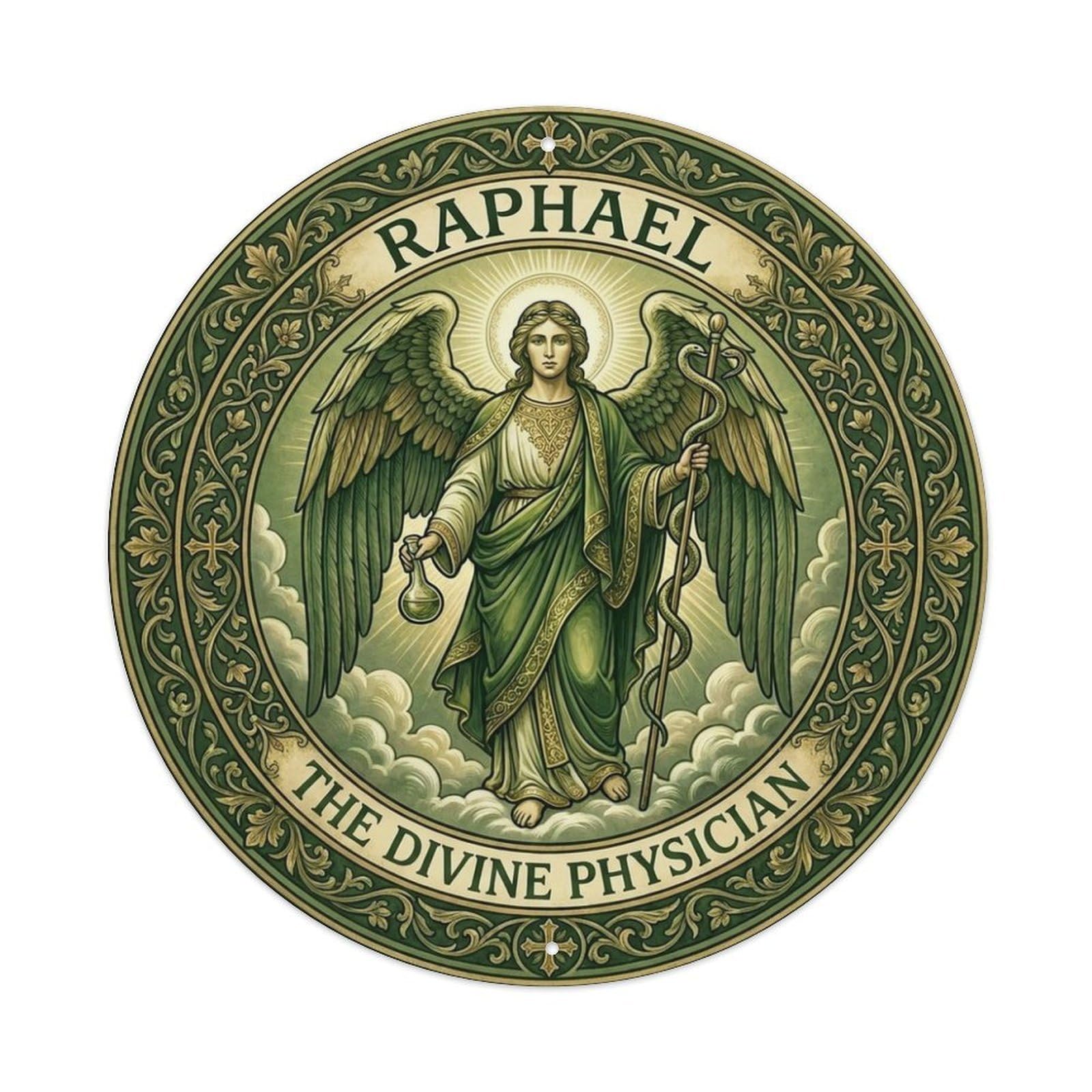 Archangel Raphael Healing The Divine Physician Metal Tin Sign