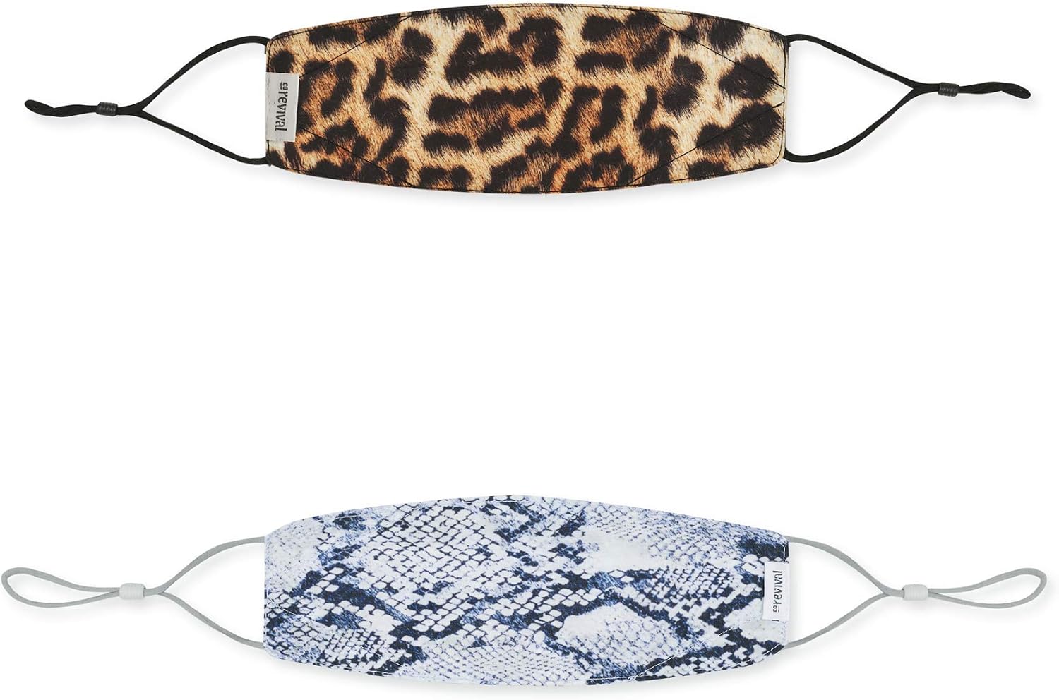 COREVIVAL Face Mask | Adult 2-Pack | Anti-Microbial, Cloth, Adjustable, Breathable, 2-Layer Poly-Cotton | The Revival Mask (Snakeskin, Leopard)