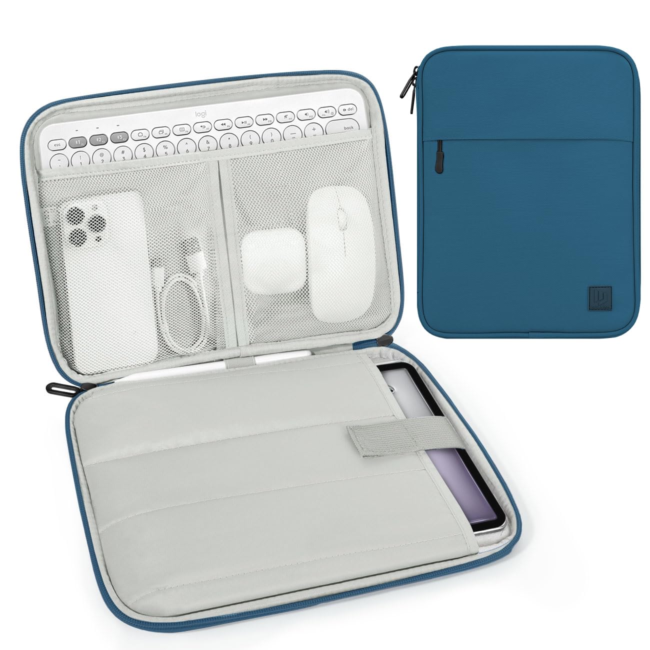 Dadanism 13 Pollici Tablet Custodia Borsa Portatile per iPad Pro 13" M4 2024, iPad Air 13" 2024, i Pad Pro 12,9" 6a/5a/4a/3a Gen, Galaxy Tab S10+ Plus/S9 FE+/S9+ Plus 12,4", Tab P12 12,7", Blu Pavone