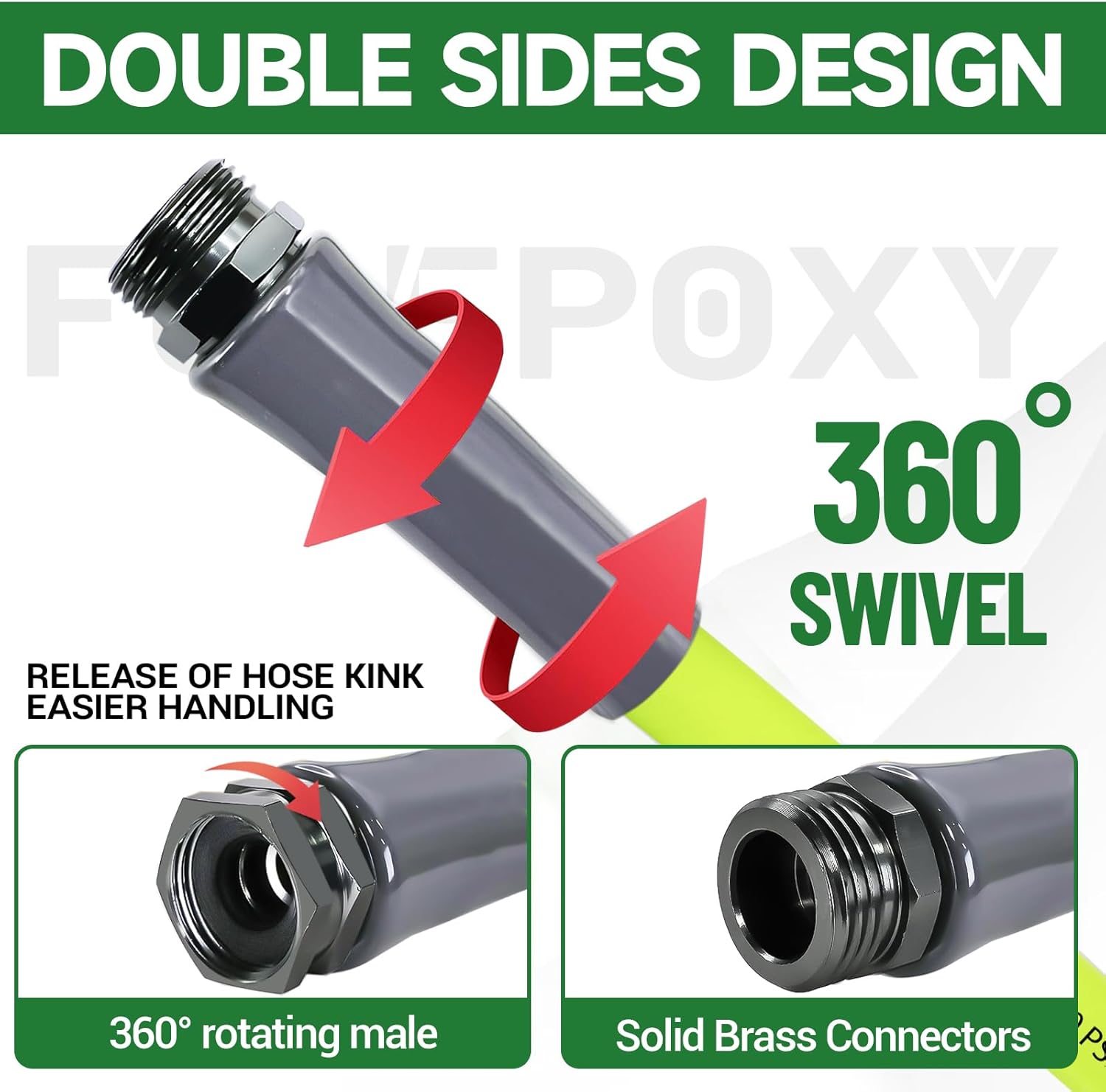 25 ft x 5/8" Heavy Duty Garden Hose, Ultra Durable & Flexible Lightweight Waterhose with No Kink, Leak Proof, Solid Brass 3/4" Connector for Yard, Lawn, Car Washing, Pet Bathing