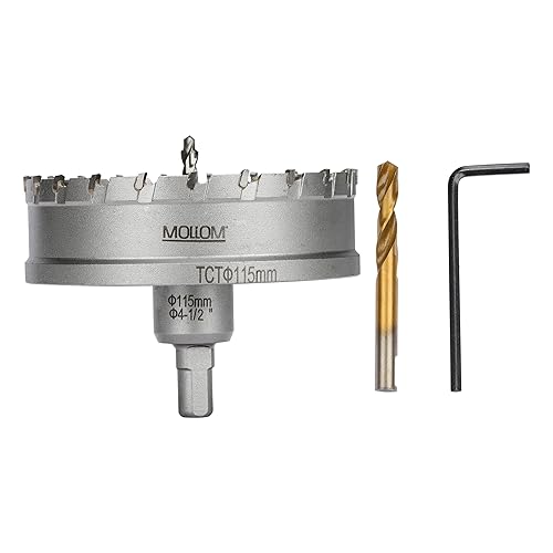Miniatura 231 de Mollom Sierra perforadora de carburo resistente (2-1/2 pulgadas 2.520 in) con 2 brocas piloto, corte de agujeros de acero inoxidable, acero suave