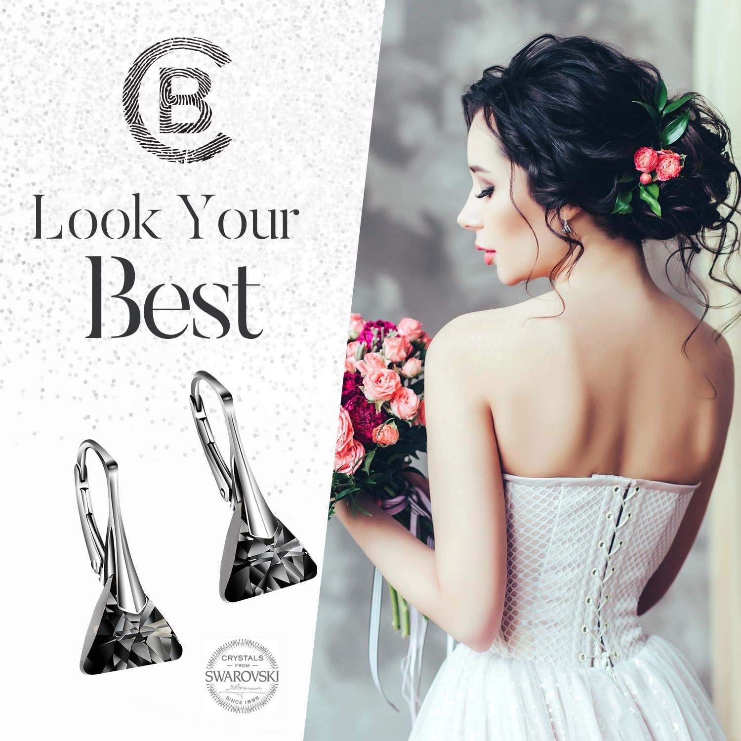 Chic Bijoux Austrian Crystal Earrings for Women Dangling, with 925 Sterling Silver Leverbacks, Gemstone Earrings for Ladies, Jewelry for mom