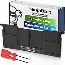 NinjaBatt Batteria A1465 A1370 per Apple Macbook Air 11" [Metà 2011 2012 2013 Inizio 2014 2015 2016 2017 Anni] A1495 A1406 - Alta Capacità [5100mAh/39Wh/7,6V]