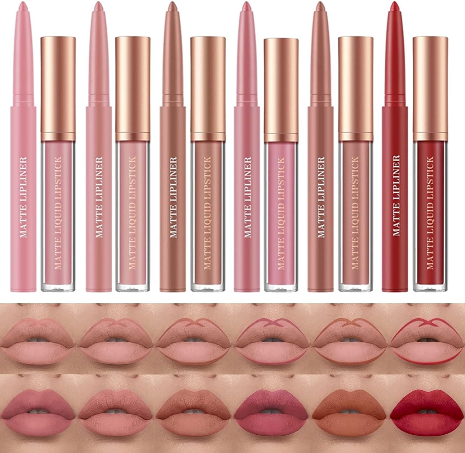 12 stuks matte lippenstift, lippenstift, nude lippenstift, lipcontourstift, waterdicht, langhoudend, non-stick cup blijft 24 uur zitten, vloeibare lippenstift, make-upset, cadeau voor vrouwen