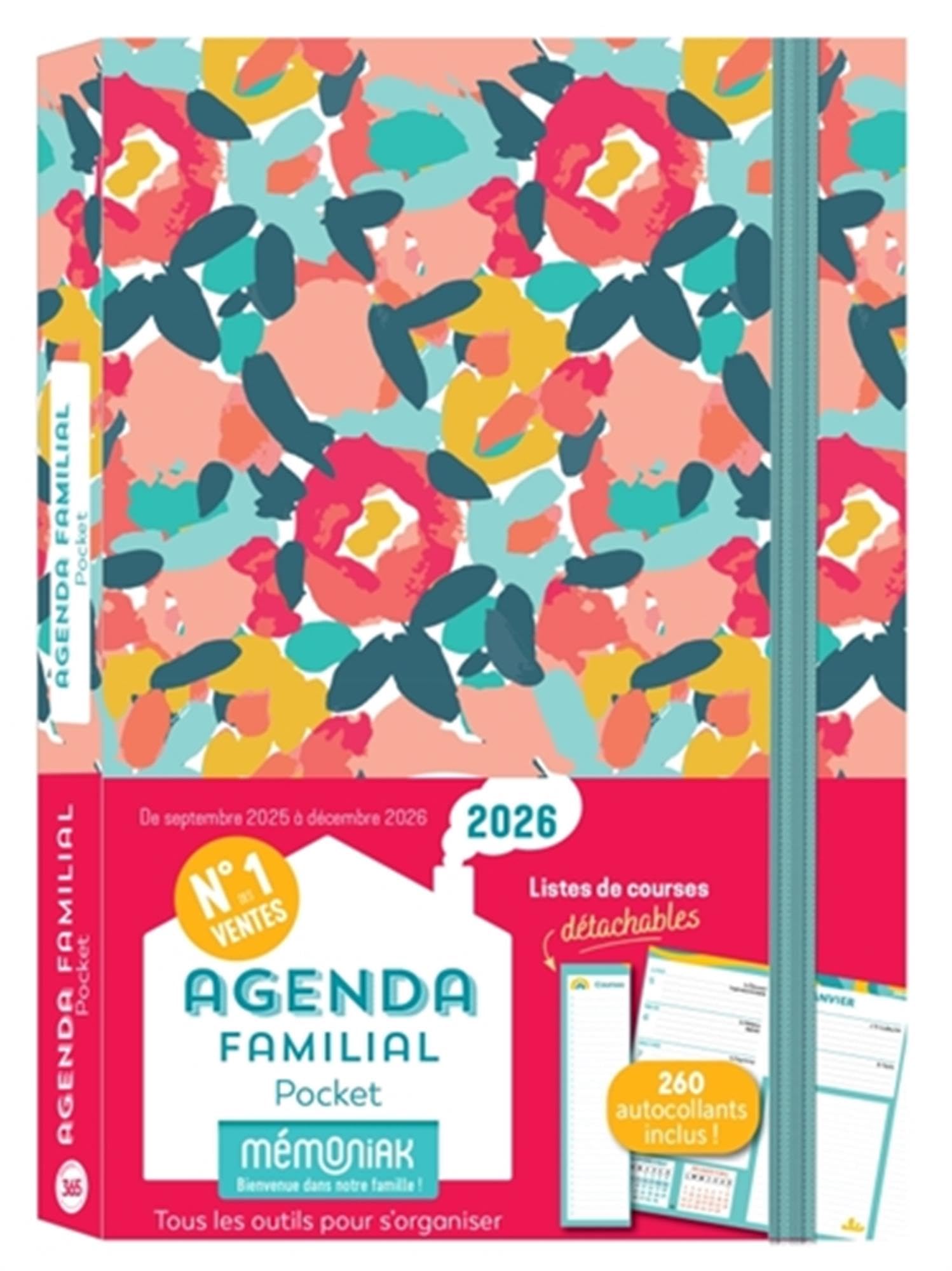 Agenda familial Mémoniak pocket, sept. 2025 à déc. 2026: Avec 260 autocollants