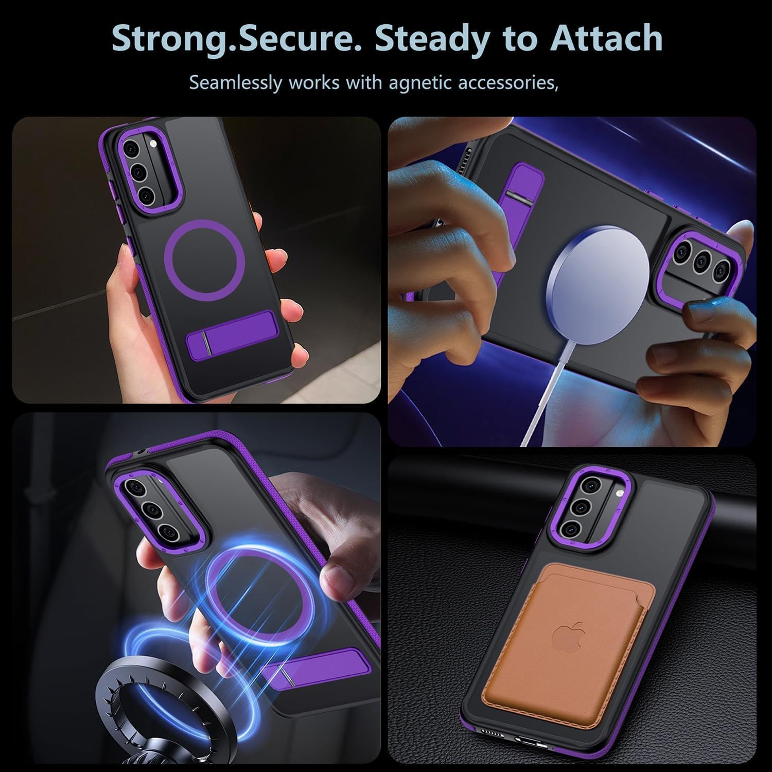 for Samsung Galaxy S22 Case, [Compatible with MagSafe], Adjustable Kickstand,Military Grade Drop Tested, Translucent Matte Phone Case for Galaxy S22 Case 123