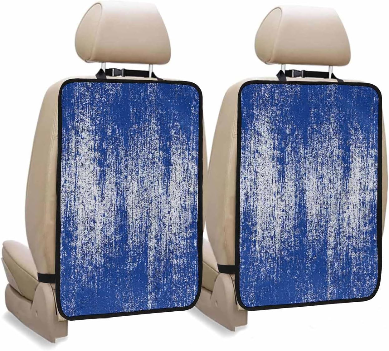 Car Seat Protector, 2 Pack Kick Mats Back Seat Protector Abstract Geometric Hand Drawn Ombre Blue Brush painting Waterproof Backseat Cover for Kids Universal Fit Automotive Interior Protectors