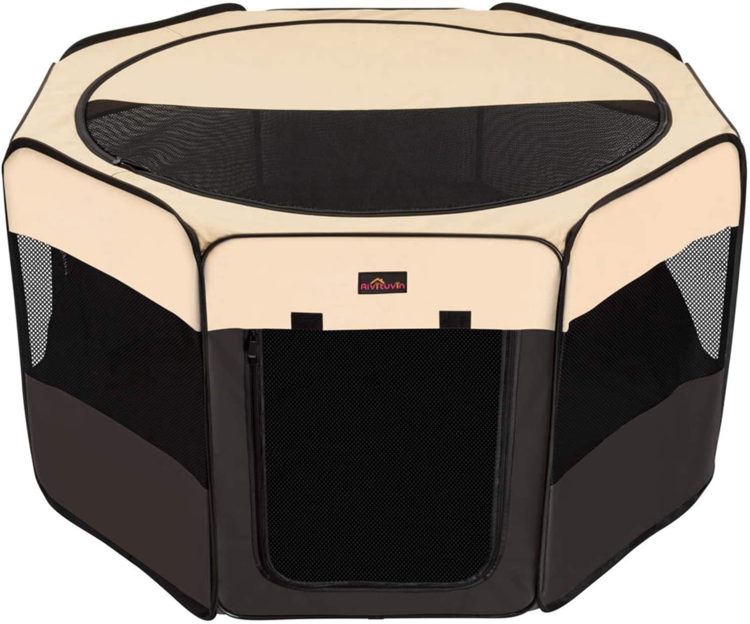 Aivituvin Portable Pet Playpen, 29" Foldable Dog Playpen for Dogie Kitten Rabbit, Exercise Playpen Tent Indoor/ Outdoor Use with Carrying Case, Water-Resistant and Removable Shade Cover