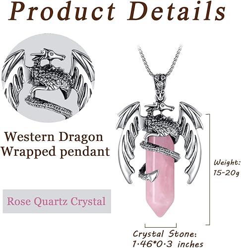 Miniatura 6 de MAIBAOTA Collar de dragón para hombres y mujeres, collar de cristal, collares geniales para hombre, joyería de dragón, collar de piedras preciosas