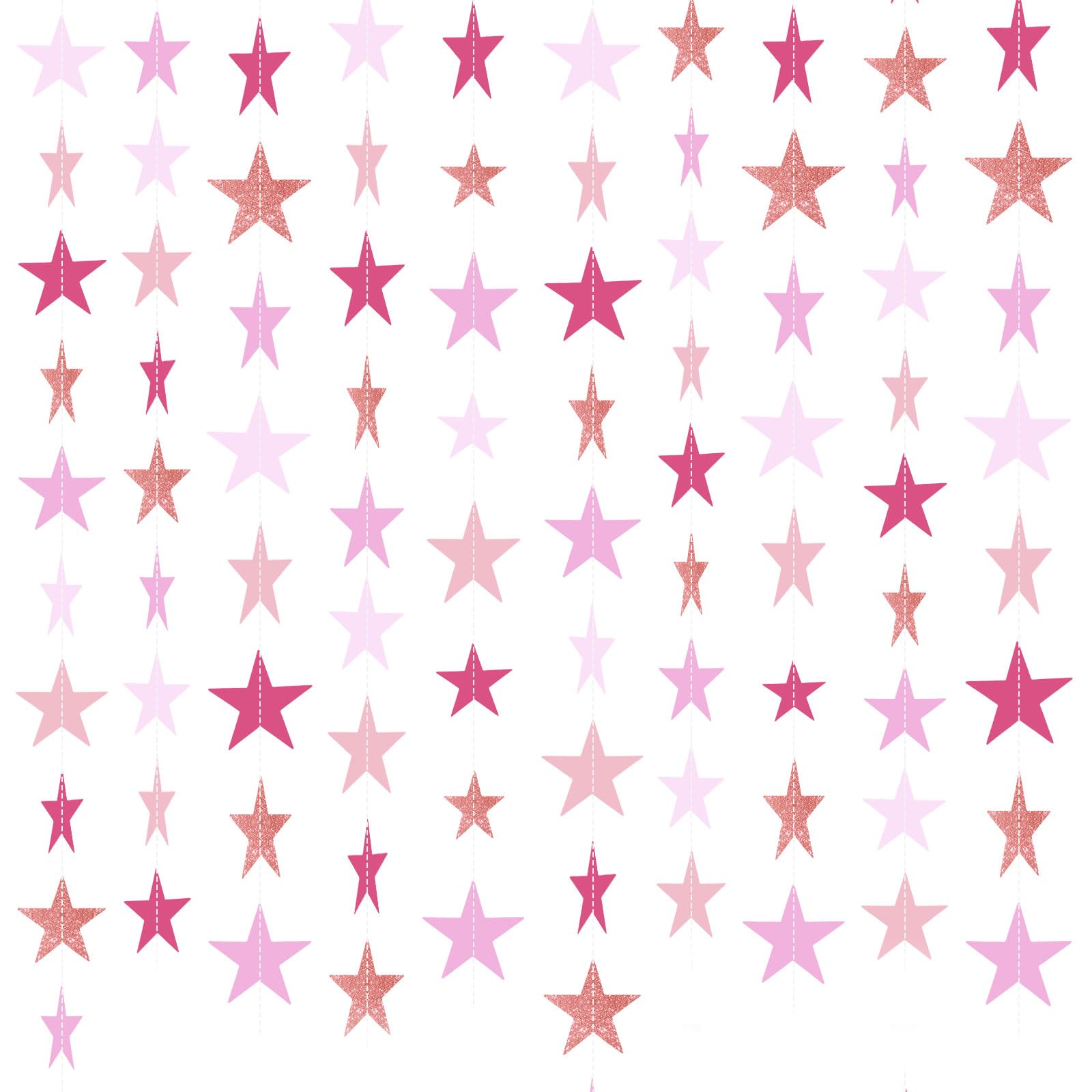 Patelai 130 ft Star Garland Banner Decor,Pink,Purple