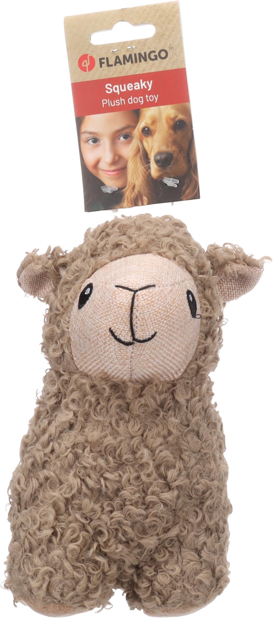 Flamingo Hundespielzeug – Kopya Lama Beige – Plüsch mit Quietscher – Länge 21 cm